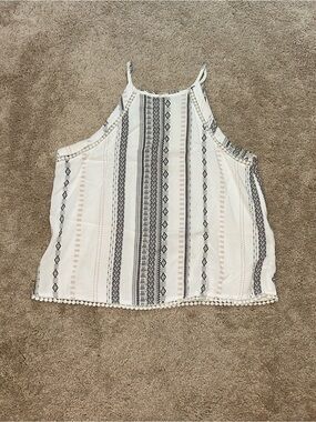 Mudd White Halter Camisole with Black & Pink Stripes